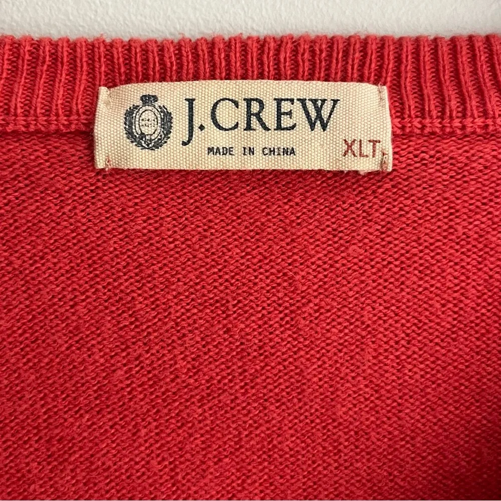 J. Crew Men's Vibrant Coral V-Neck Sweater Extra Large Tall